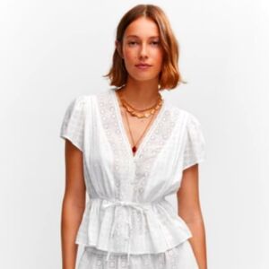 Embroidered openwork blouse